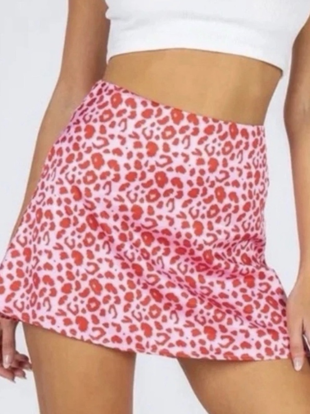 Princess Polly Pink & Red Leopard Print Satin Mini